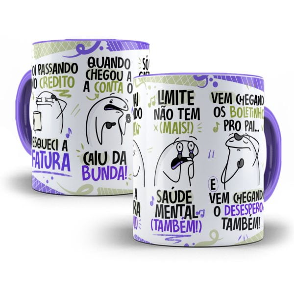 Estampa Caneca Fui Passando no Crédito Esqueci a Fatura Roxo