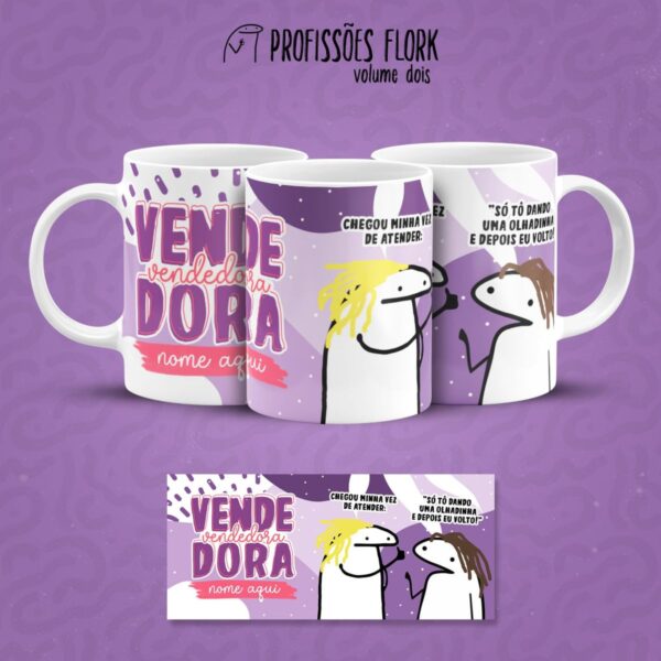 Estampa Caneca Vendedor(a) Flork Frase Profissão em Jpg