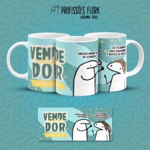 Estampa Caneca Vendedor(a) Flork Frase Profissão em Jpg