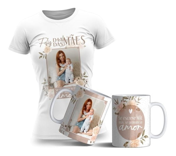 Estampas Camiseta Caneca Floral Dia Das Mães Editável Corel
