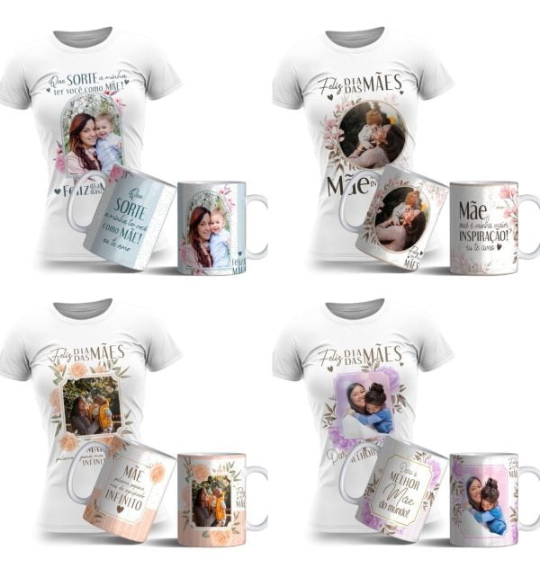 Estampas Camiseta Caneca Floral Dia Das Mães Editável Corel