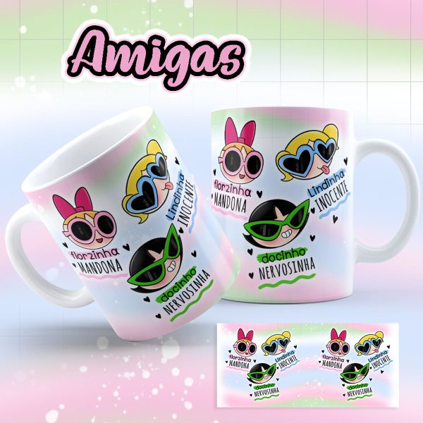 Estampas Caneca As Menindas Super Poderosas Amizade Amigas