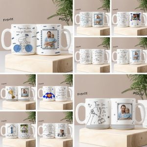 Estampas Caneca Azulejo Dia dos Pais Linhas e Traços Em Png