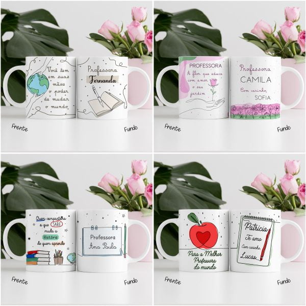 Estampas Caneca Dia dos Professores Linhas e Traços Em Png