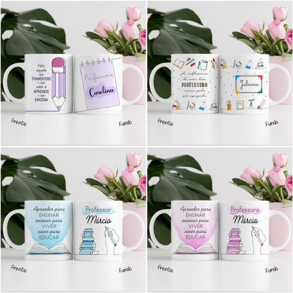Estampas Caneca Dia dos Professores Linhas e Traços Em Png