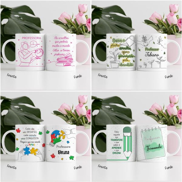 Estampas Caneca Dia dos Professores Linhas e Traços Em Png