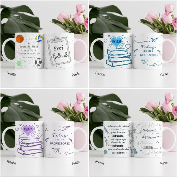 Estampas Caneca Dia dos Professores Linhas e Traços Em Png