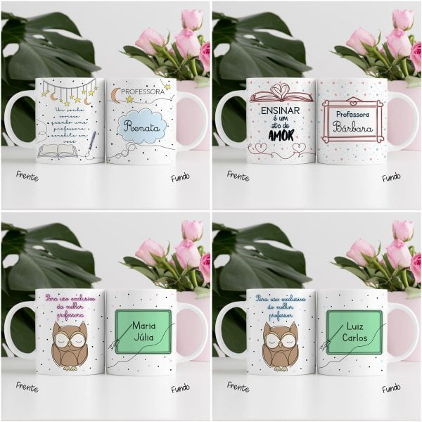 Estampas Caneca Dia dos Professores Linhas e Traços Em Png