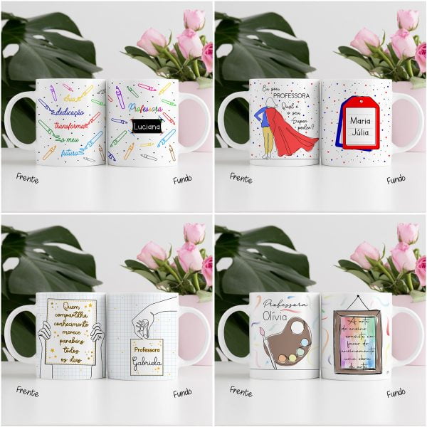 Estampas Caneca Dia dos Professores Linhas e Traços Em Png