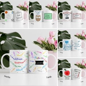 Estampas Caneca Dia dos Professores Linhas e Traços Em Png