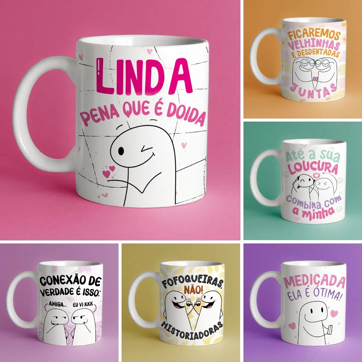 Estampas Caneca Flork Amigas Dia do Amigo Amizade Engraçadas
