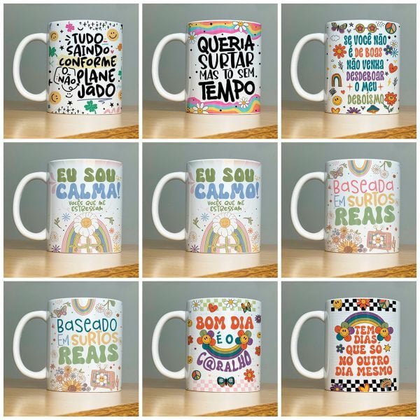 Estampas Caneca Frases Engraçadas Ácidas Meme Vibes Vol. 1