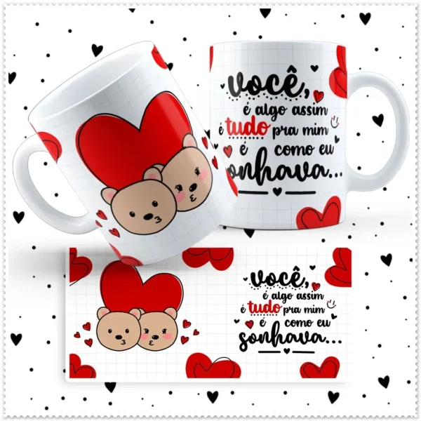 Estampas de Ursinhos Sublimação Canecas - Dia dos Namorados