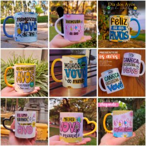 Estampas Dia dos Avós Sublimação Caneca + Ilustrações