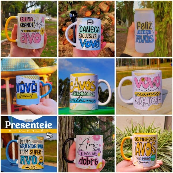 Estampas Dia dos Avós Sublimação Caneca + Ilustrações