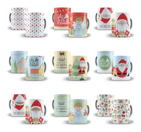 Estampas Para Sublimação Caneca Natal Feliz Ilustrações Jpg