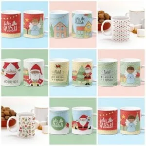 Estampas Para Sublimação Caneca Natal Feliz Ilustrações Jpg