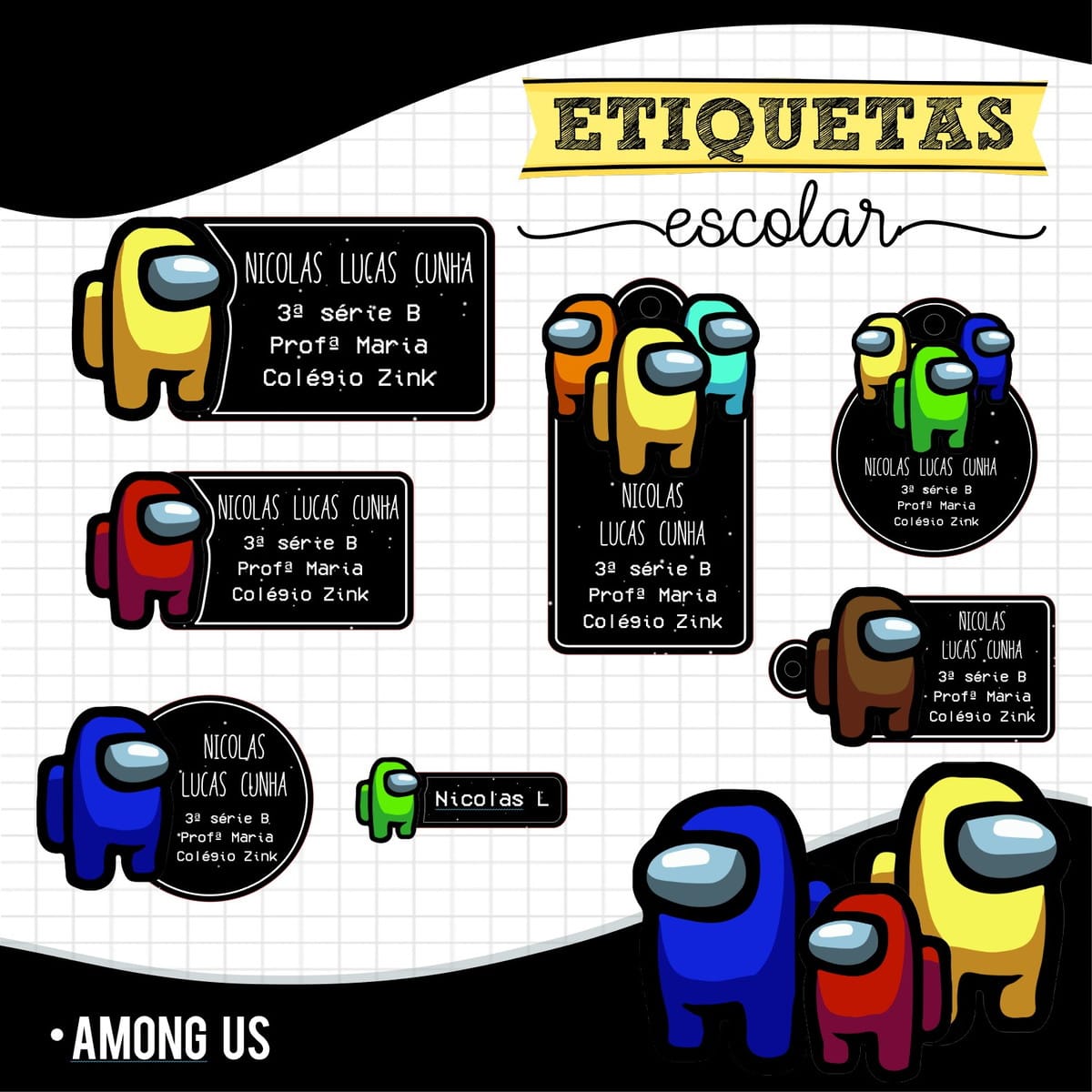 Etiqueta Escolar Among Us Arquivo Digital Editável 1 Etiqueta Escolar Among Us Arquivo Digital Editável