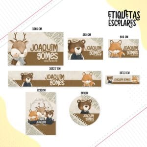 Etiqueta Escolar Animais Animais Vintage - Arquivo Digital