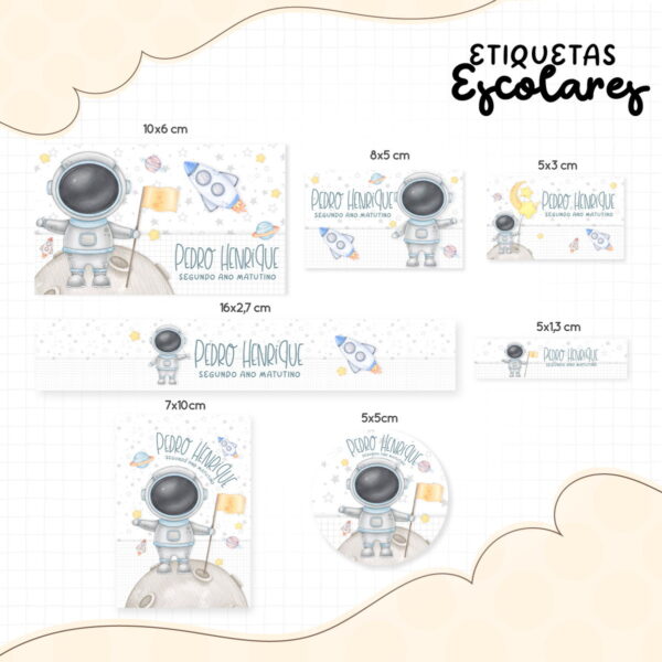 Etiqueta Escolar Astronauta 01 - Arquivo Digital