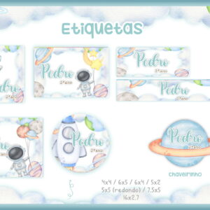 Etiqueta Escolar Astronauta - Arquivo Digital