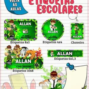 Etiqueta Escolar Ben 10 - Arquivo Digital 7 Etiqueta Escolar Ben 10 - Arquivo Digital
