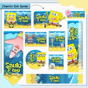 etiqueta escolar bob esponja arquivo digital editavel