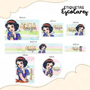 Etiqueta Escolar Branca de Neve - Arquivo Digital