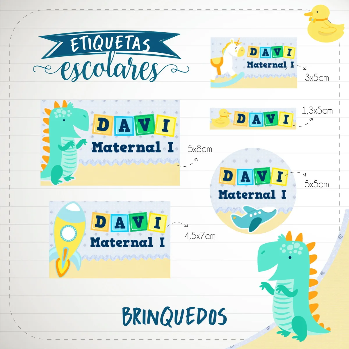 Etiqueta Escolar Brinquedos - Arquivo Digital 1 Etiqueta Escolar Brinquedos - Arquivo Digital