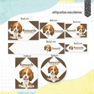 Etiqueta Escolar Cachorrinho - Arquivo Digital