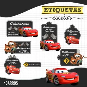 Etiqueta Escolar Carros - Arquivo Digital