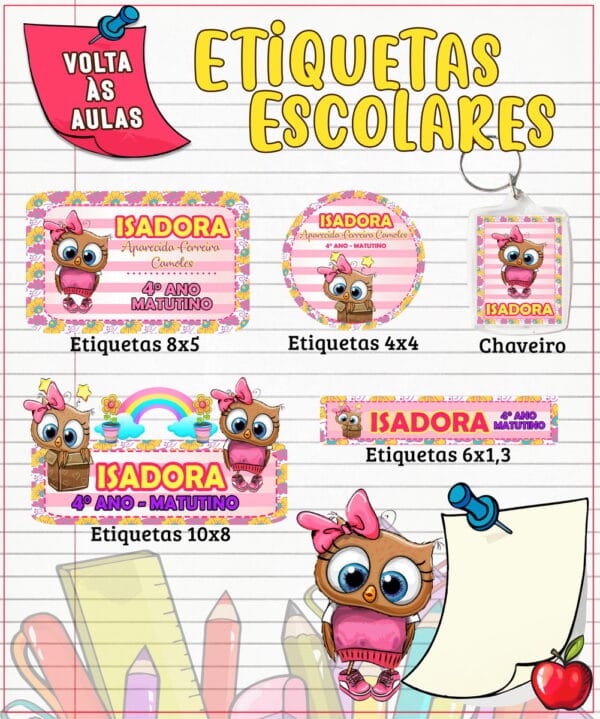 Etiqueta Escolar Corujinha - Arquivo Digital