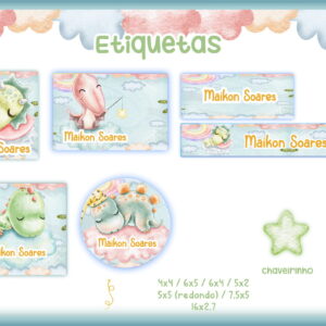 Etiqueta Escolar Dino - Arquivo Digital