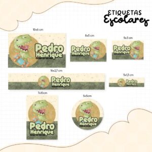 etiqueta escolar dinossauro baby para personalizar