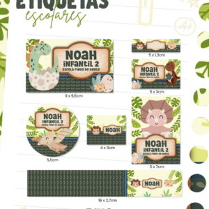 etiqueta escolar dinossauro para imprimir arquivo digital