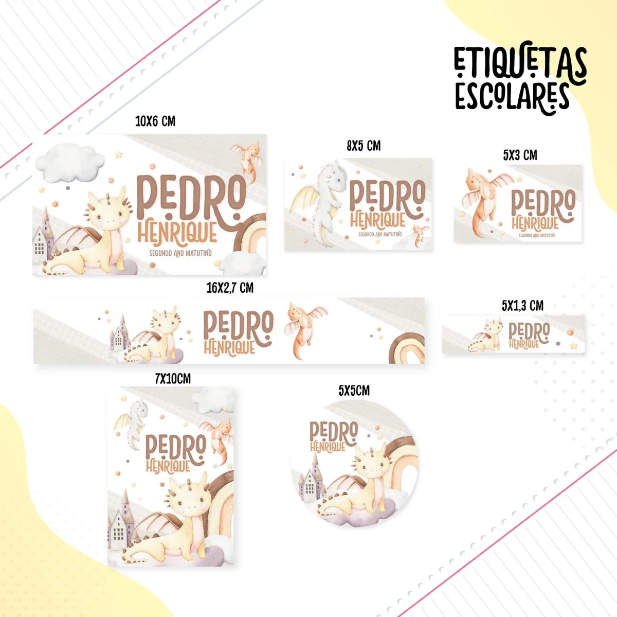 Etiqueta Escolar Dragões Baby - Arquivo Digital 1 Etiqueta Escolar Dragões Baby - Arquivo Digital