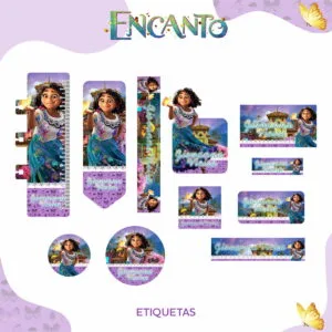 Conjunto de etiquetas escolares com tema de desenho animado e borboletas coloridas