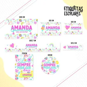 Etiqueta Escolar Floral Rosinha - Arquivo Digital 17 Etiqueta Escolar Floral Rosinha - Arquivo Digital