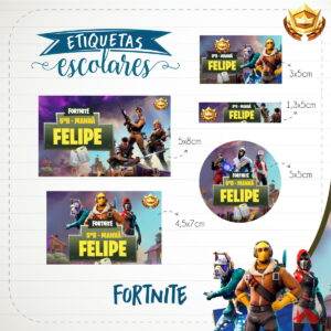 Etiqueta Escolar Fortnite - Arquivo Digital