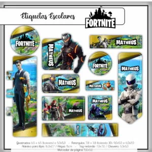 Etiqueta Escolar Fortnite Menino - Arquivo Digital