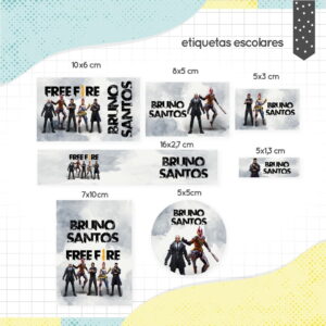 etiqueta escolar free fire arquivo digital editavel