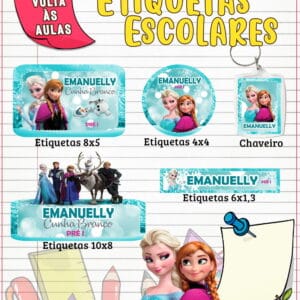 Etiqueta Escolar Frozen - Arquivo Digital