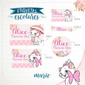 Etiqueta Escolar Gatinha Marie - Arquivo Digital 7 Etiqueta Escolar Gatinha Marie - Arquivo Digital