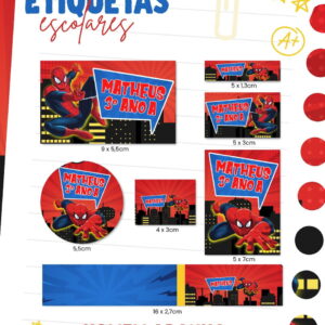 etiqueta escolar homem aranha para imprimir em png e pdf