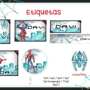 etiqueta escolar homem aranha png com nome da crianca