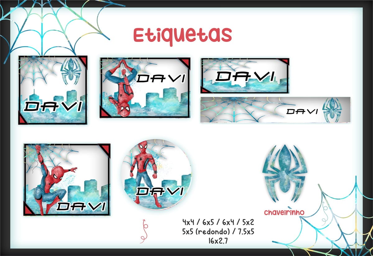Etiqueta Escolar Homem Aranha PNG com Nome da Criança 1 Etiqueta Escolar Homem Aranha PNG com Nome da Criança
