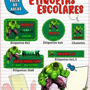 Etiqueta Escolar Hulk - Arquivo Digital