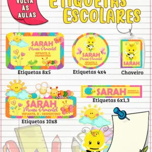 Etiqueta Escolar Jardim Menina - Arquivo Digital 15 Etiqueta Escolar Jardim Menina - Arquivo Digital