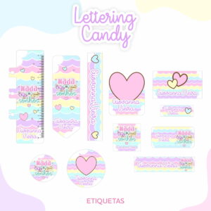 Etiqueta Escolar Lettering Candy- Arquivo Digital