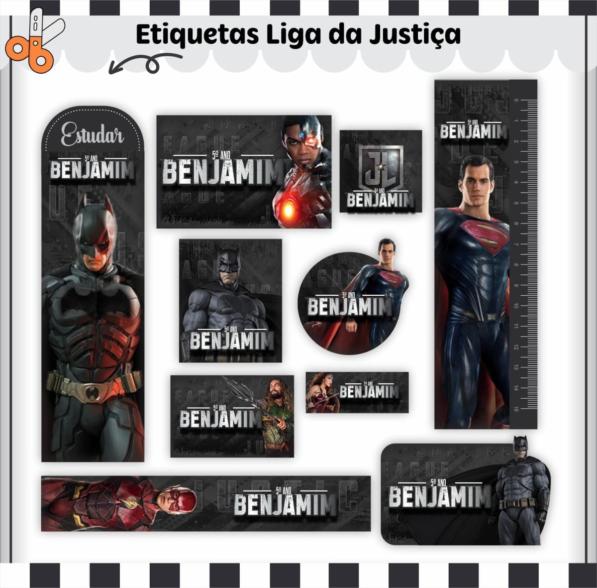 Etiqueta Escolar Liga da Justiça Digital para Imprimir 1 Etiqueta Escolar Liga da Justiça Digital para Imprimir